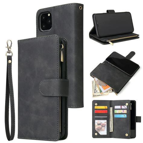 Iphone 11 Wallet Case Dteck Soft Leather Zipper Wallet Case Magnetic