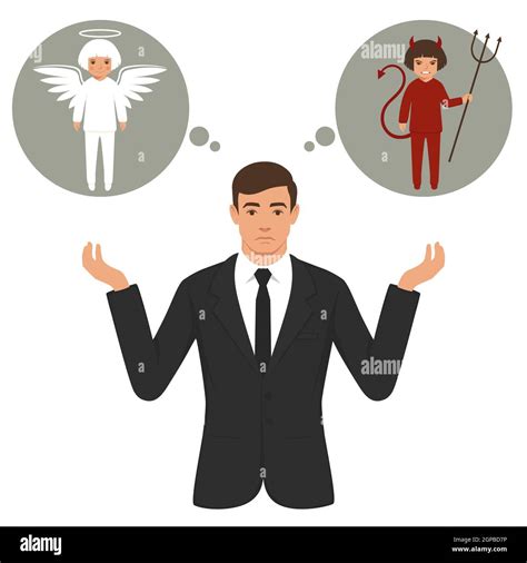 Vector Illustration Of A Cartoon Devil And Angel Good And Bad Choice
