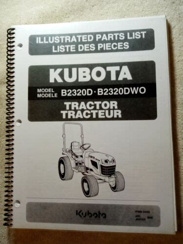 Kubota B2320d B2320dwo Tractor Parts Manual Illustrated Parts List Ebay