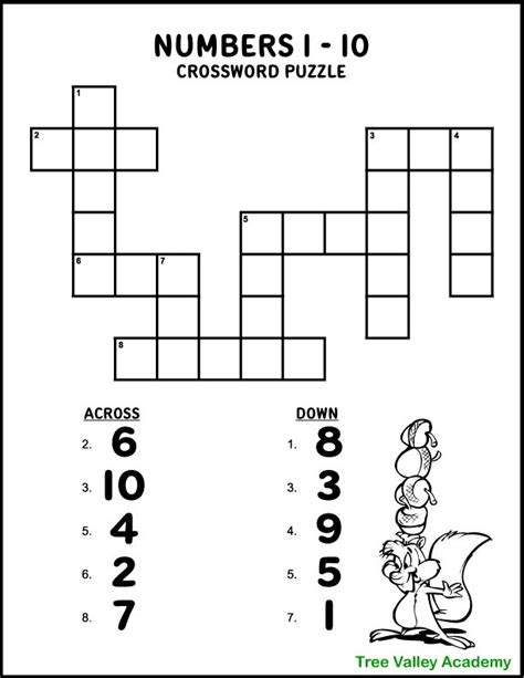 The Numbers 1 10 Crossword Puzzle Is Shown In This Printable Worksheet