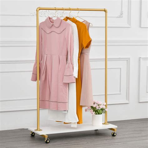 Buy Gold Pipe Clothing Rack Garment Rack With Shelves Retail Clothes
