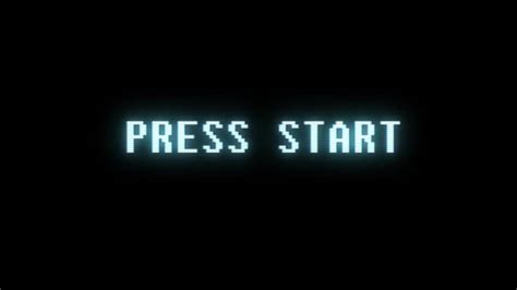 Retro Videogame Press Start Text Computer Hud Holographic Glitch