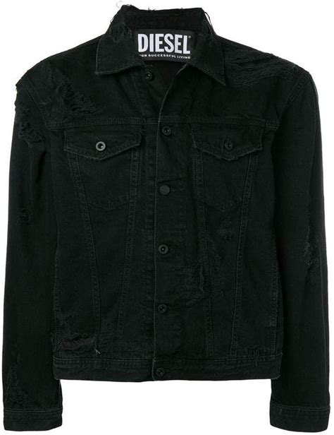 Diesel Distressed Denim Jacket Distressed Denim Jacket Black