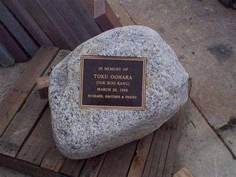 Bronze Memorial Plaque On River Rock Santa Barbara Monumental