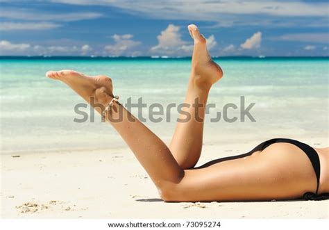 Womens Beautiful Legs On Beach Stock Photo Edit Now 73095274