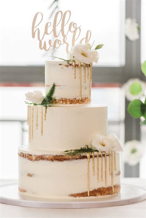 Semi Naked Drip Cake From A Tuscan Inspired Lemon Baby Shower On Kara S Party Ideas