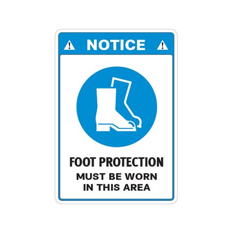 Printed Vinyl Notice Foot Protection Must Be Worn In This Area