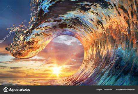 Colorful Ocean Sunset Wave Stock Photo By ©vitaliysokol 162999206
