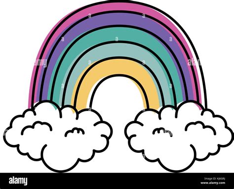 Beautiful Rainbow And Clouds Stock Vector Image And Art Alamy