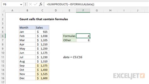 Count Cells That Contain Formulas Excel Formula Exceljet