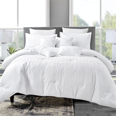 7 Piece Bedding Comforter Set Luxury Bed In A Bag Queen Size White