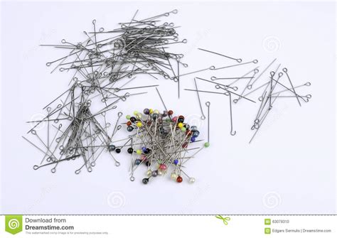 Many Sewing Push Pins Isolated On White Background Stock Photo Image