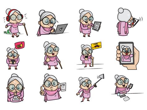 Cute Old Woman Emoji Set By Emoji Expert On Dribbble