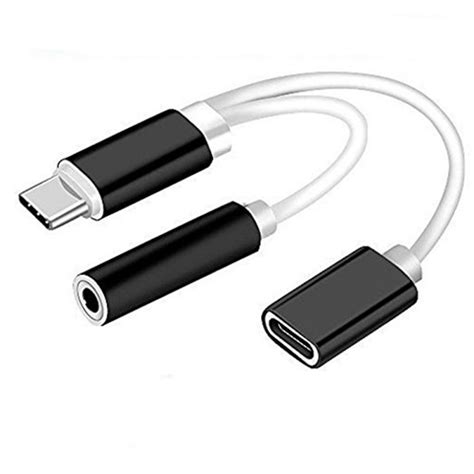 2 In 1 Usb Type C To 35mm Headphone Audio Aux Jack Charge Adapter