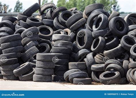 Pile Of Used Tires Old And Unsafe Car Tires Stock Image Image Of