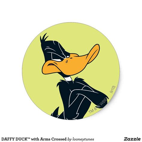 Daffy Duck With Arms Crossed Classic Round Sticker In