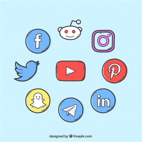 Free Vector Pack Of Hand Drawn Social Networking Logos