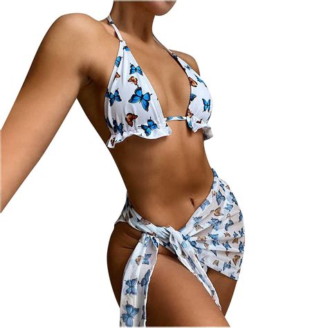 Women Fashion Bikini With Chest Pad Without Steel Support Sexy Strap Split Swimsuit Beach Three
