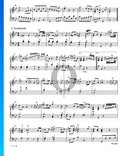 Suite B Flat Major Hwv 440 3 Sarabande Georg Friedrich Händel Piano Sheet Music Oktav