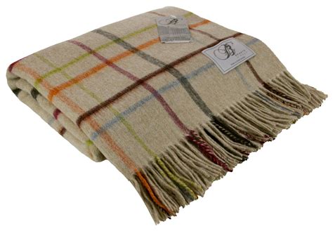 Bronte By Moon 100 Wool Throw Blanket Tartan Check Spot Made In Uk