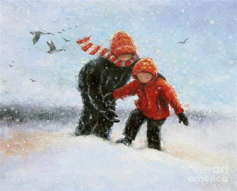 Two Snow Children Painting By Vickie Wade Pixels