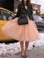 Champagne Grenadine Fluffy Puffy Tulle Plus Size High Waisted