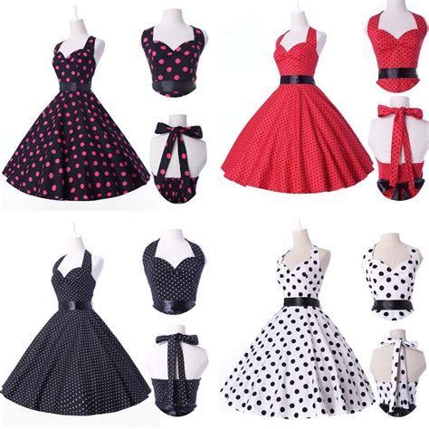 Jive Polka Dot Swing 1950s Housewife Pinup Vintage Rockabilly Retro Cotton Dress Kleider 50
