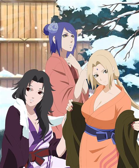 Free Download Hd Wallpaper Yuhi Kurenai Anime Girls Tsunade Blonde Blue Hair Black Hair