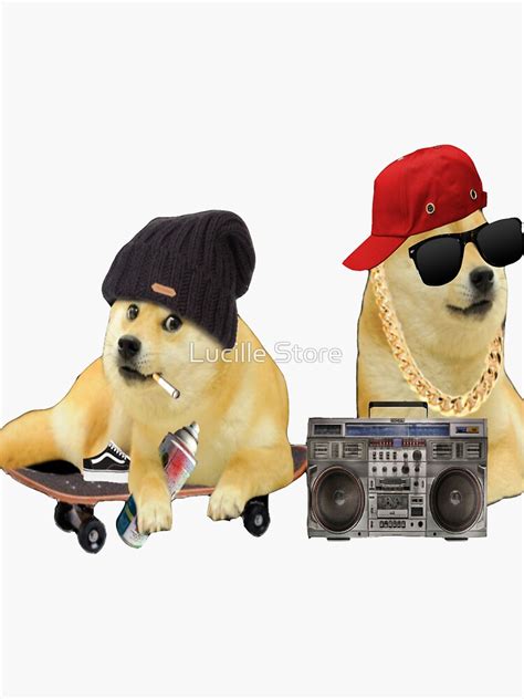 Pegatina Divertido Hip Hop Doge Cheems Shiba Inu Meme Camisetas