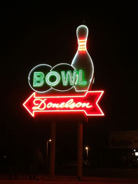 Donelson Bowling Alley Sign At Night Nashville Tn ©2013 John Ruppe