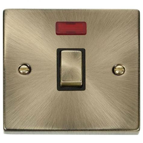 Click Deco Antique Brass 20a Double Pole Switch With Neon Stakelums