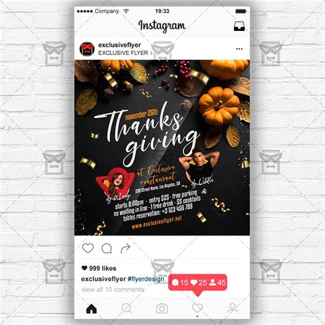 Happy Thanksgiving Instagram Post And Stories Psd Template