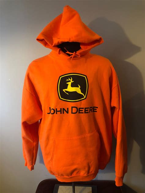 John Deere Hoodie Hunter Orange High Visibility Streetwear Etsy