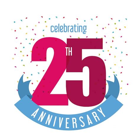 25 Años Celebrando El Aniversario Vector Premium