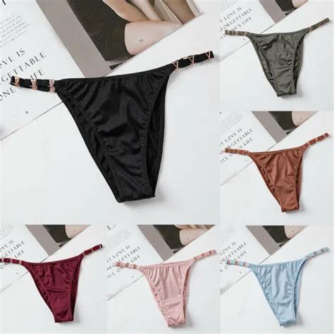Womens Ice Silk Thong Panties Sexy Briefs G String Seamless Low Rise Underwear 1266 Picclick
