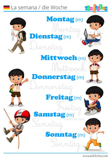 Los Días De La Semana En Alemán Para Niños Edufichas