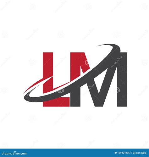 Lm Initial Logo Company Name Colored Red And Black Swoosh Design