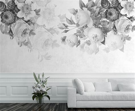 Bohemian Clematis Floral Bouqet Wallpaper Mural Wallpaper Wallmur