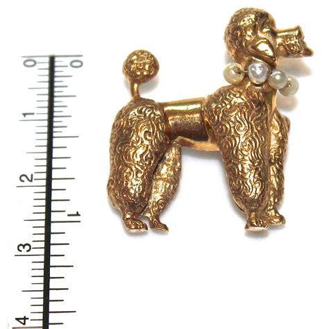 Vintage Poodle Pin 14k Gold Pin Dog Pin Vintage Jewelry 1950s Etsy