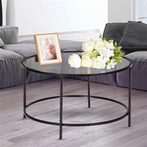 Black Glass Coffee Table Round Nordic Coffee Table Black Tempered