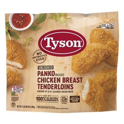 Remove the tenders if they're there, then use a sharp knife, held flat, to carefully cut each breast in half. Tyson Uncooked Panko Breaded Chicken Breast Tenderloins ...