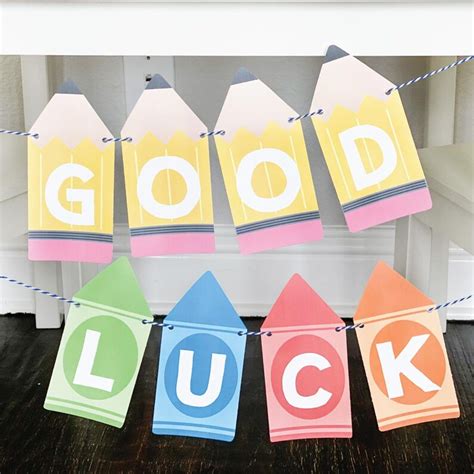 Good Luck Banner Printable Modern Back To School Garland For Etsy