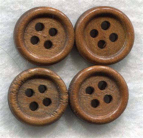 Brown Wood Buttons Decorated Wooden Buttons 15mm 58 Inch Set Of 4