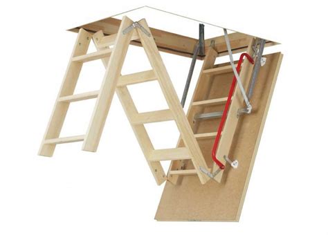Universal fit wood attic ladder with 250 lb. Pull Down Attic Stairs Saving Space and Convenience