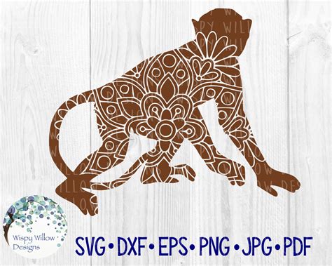 Monkey Mandala Svg Dxf Png Eps  Digital Download Jungle Etsy