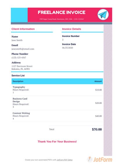 Hard copy fingerprint submissions must meet specific criteria for processing by the federal bureau of investigation. Freelance Invoice Template - PDF Templates | JotForm