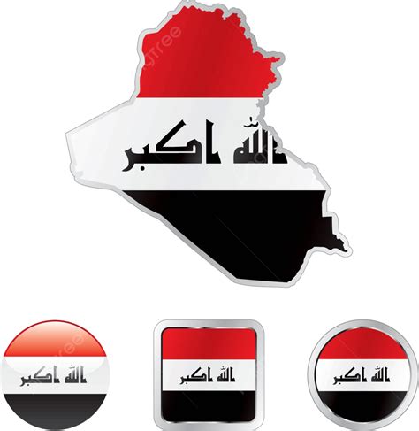 Iraq In Map And Internet Buttons Shape Travel Insignia Icon Vector