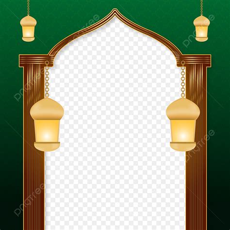 Gambar Bingkai Masjid Arab Dengan Lentera Untuk Perayaan Idul Fitri