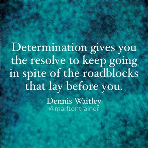 If you gain fifteen minutes a day, it will make itself felt at the end of the year. Determination gives you the resolve to keep going in spite of the roadblocks that lay before you ...