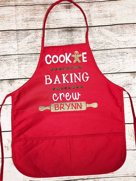 Cookie Baking Crew Apron Personalized Apron Kids Christmas Etsy